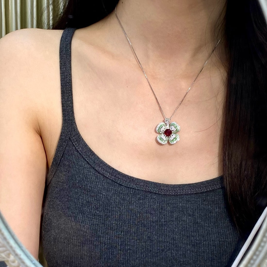 14k Gold 2.54 Ctw Natural Ruby & Diamond Pendant( Without Chain ) - 8
