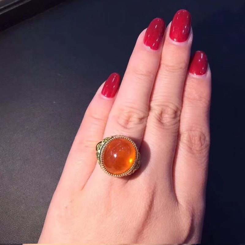 14k Gold 17.35 Ct Natural Spessartine & Tsavorite Ring - 4