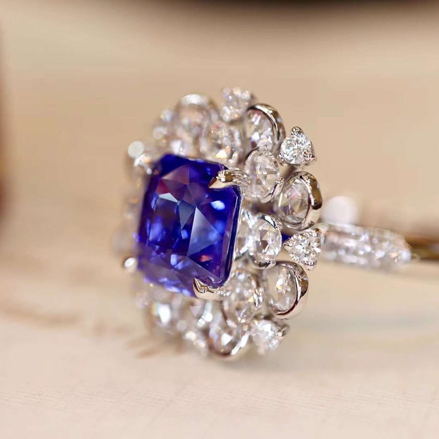 14k Gold 3.27 Ctw Natural Sapphire & Diamond Ring - 2