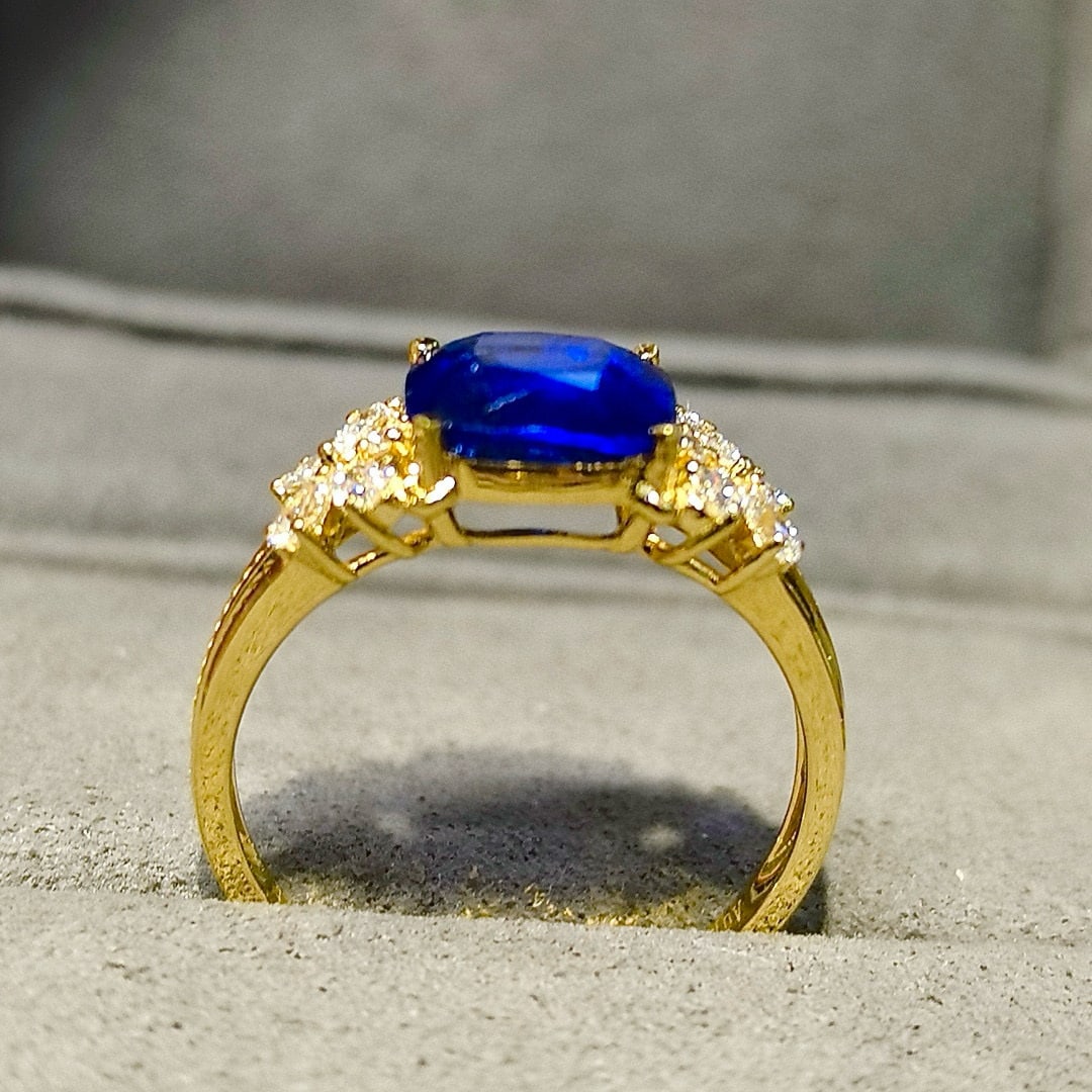 14k Gold 2.69 Ctw Natural Sapphire & Diamond Ring - 5
