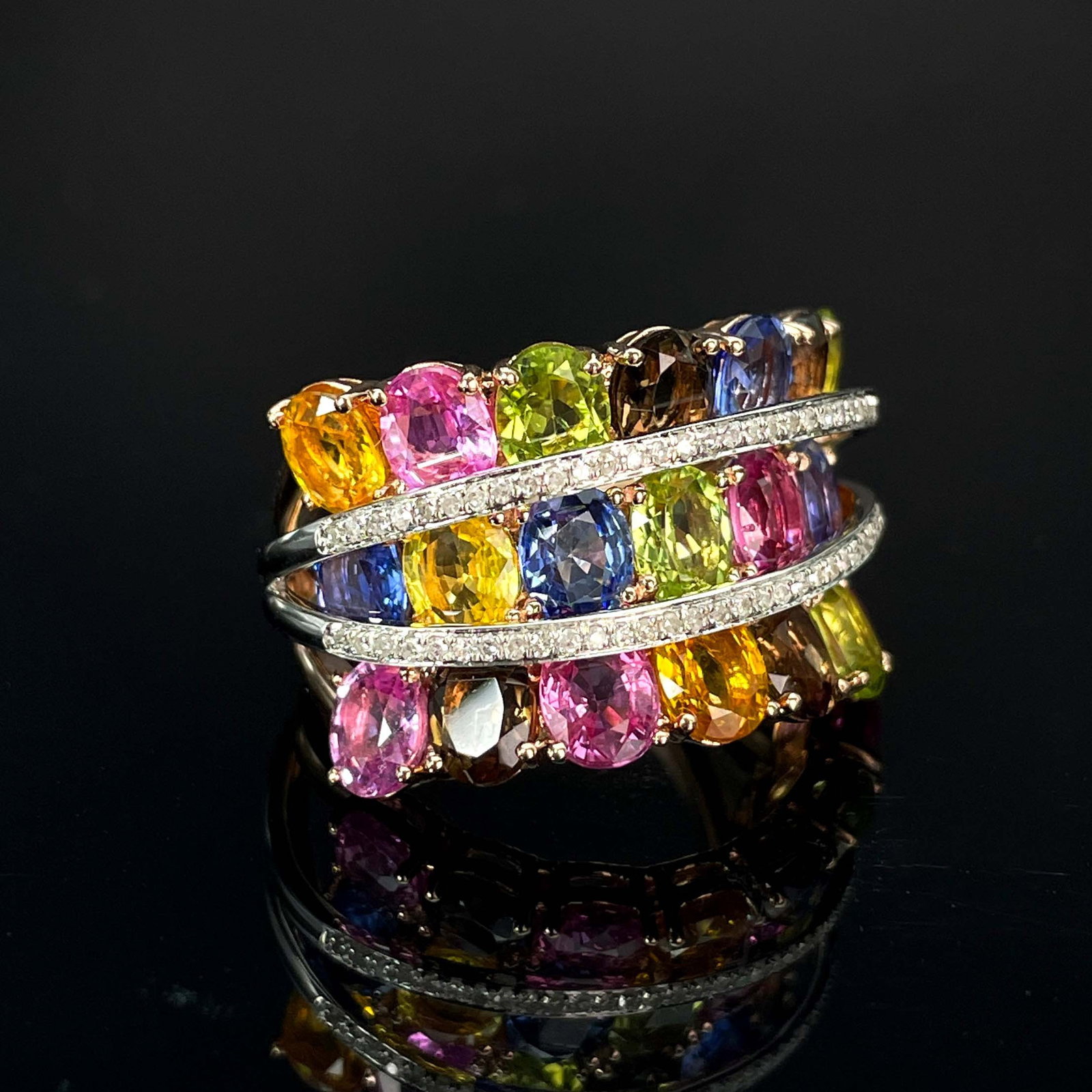 14k Gold 6.88 Ctw Natural Sapphire & Diamond Ring - 2