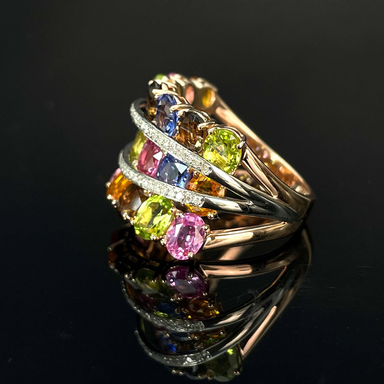 14k Gold 6.88 Ctw Natural Sapphire & Diamond Ring - 3