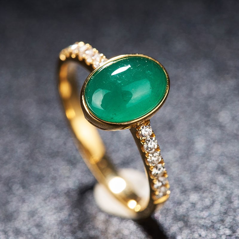 14k Gold 1.6 Ct Natural Emerald & Diamond Ring - 2