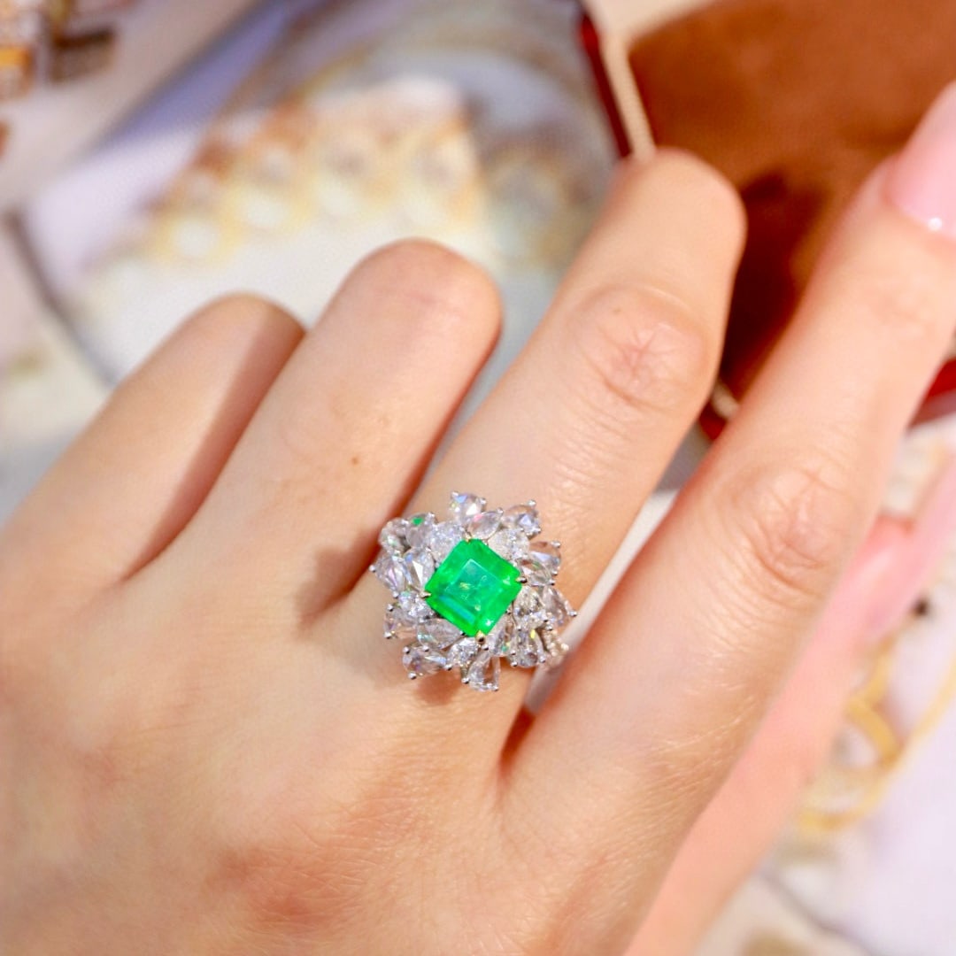 14k Gold 3.01 Ctw Natural Emerald & Diamond Ring - 5