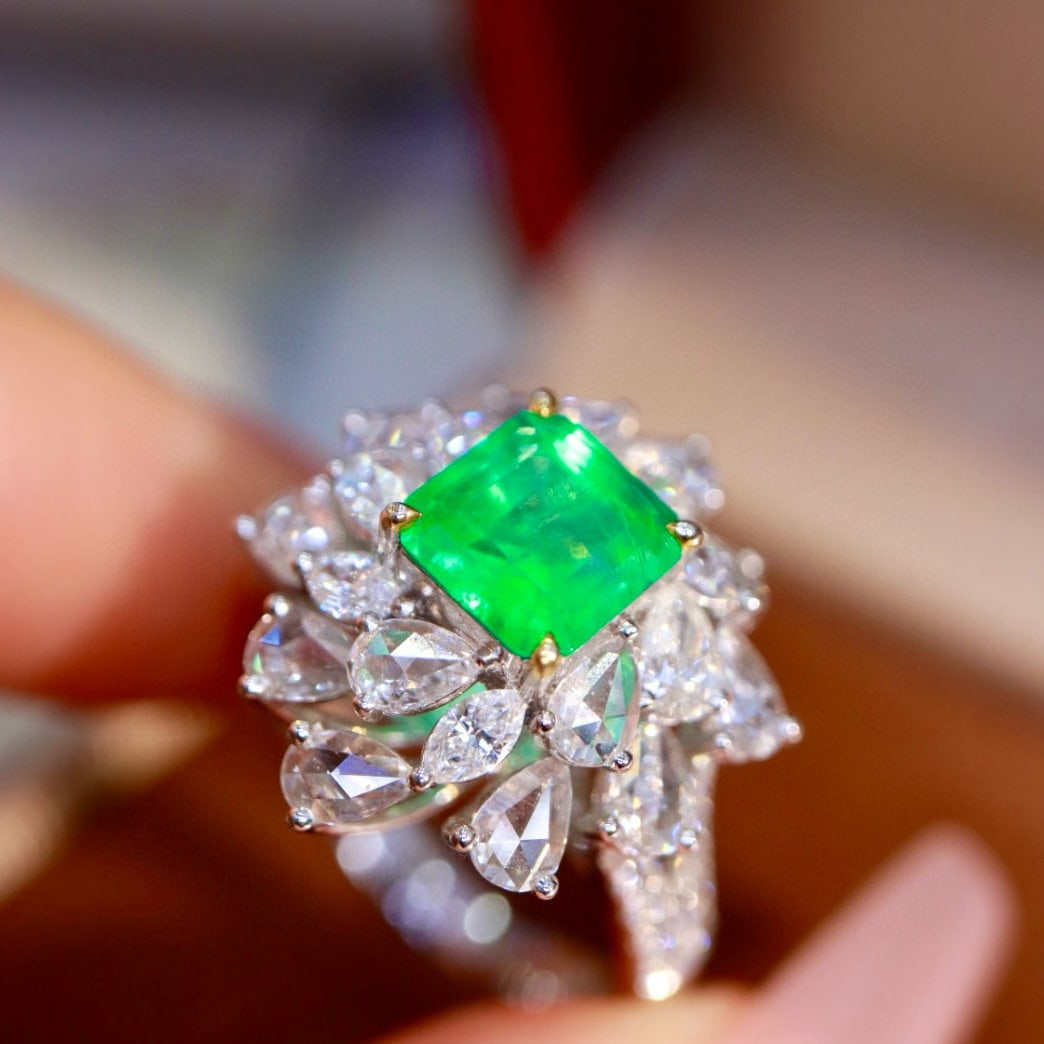 14k Gold 3.01 Ctw Natural Emerald & Diamond Ring - 7