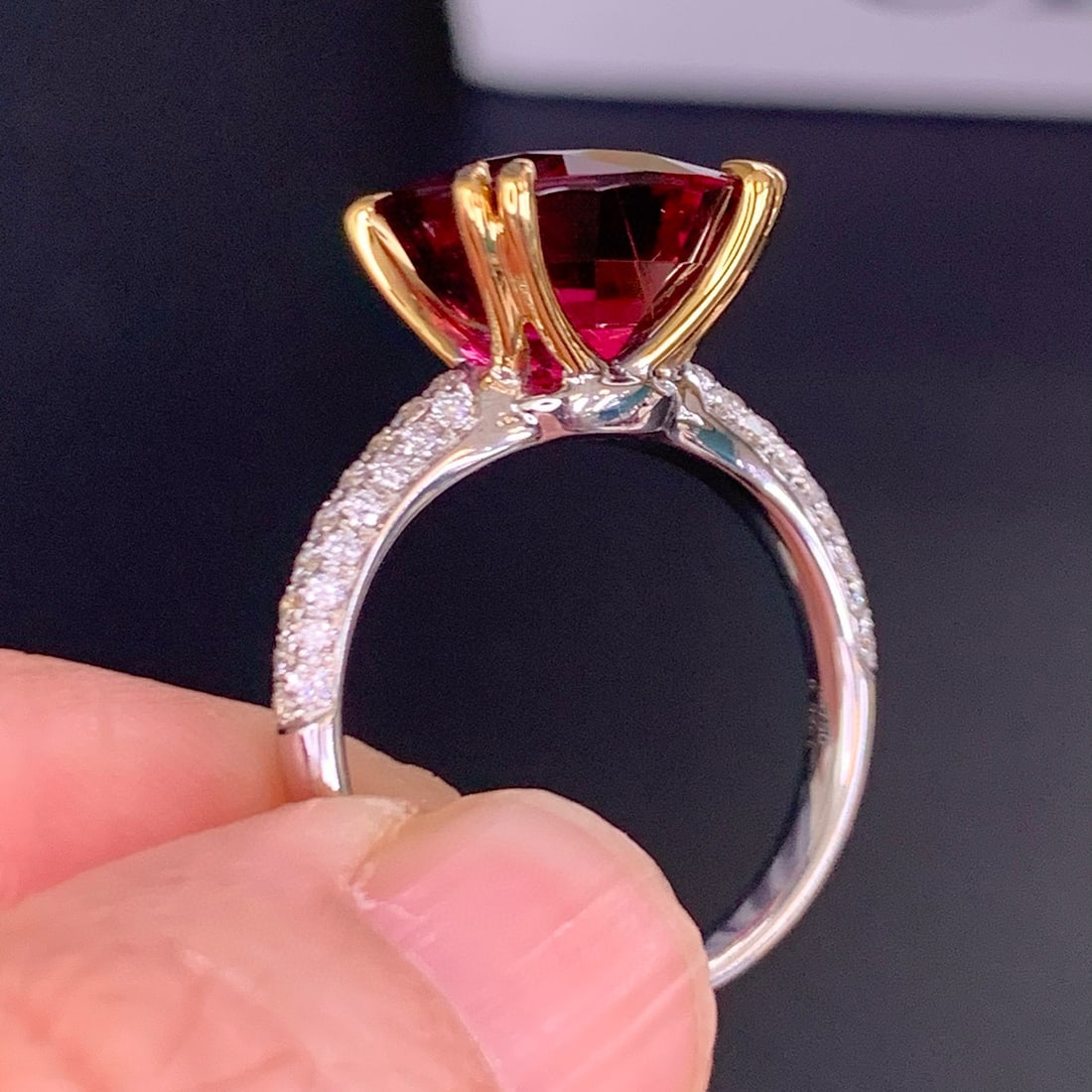 14k Gold 6.93 Ctw Natural Tourmaline & Diamond Ring - 2