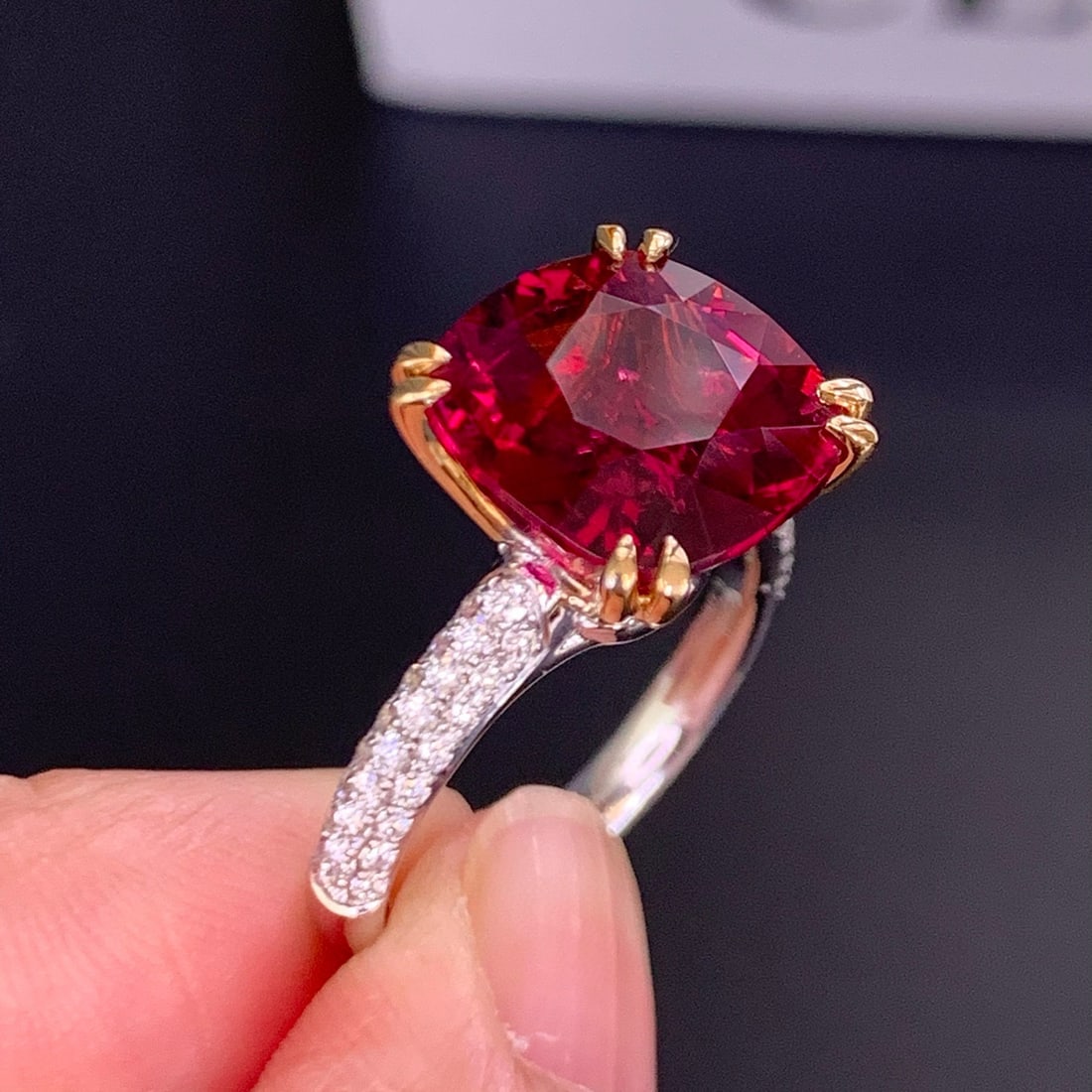 14k Gold 6.93 Ctw Natural Tourmaline & Diamond Ring - 3