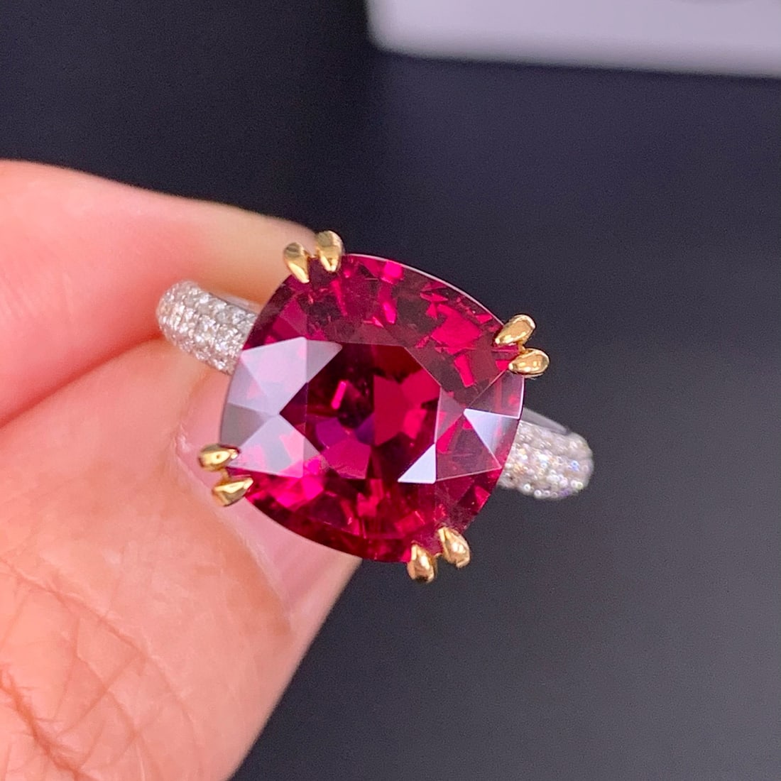 14k Gold 6.93 Ctw Natural Tourmaline & Diamond Ring - 4