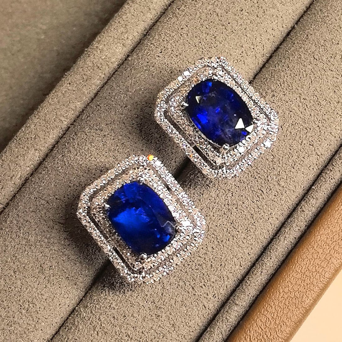 14k Gold 3.55 Ctw Natural Sapphire & Diamond Earrings - 2