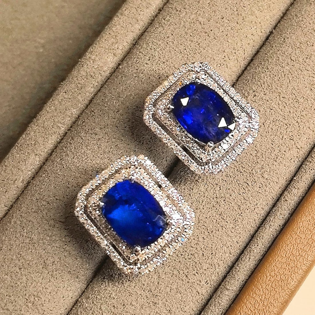 14k Gold 3.55 Ctw Natural Sapphire & Diamond Earrings - 3
