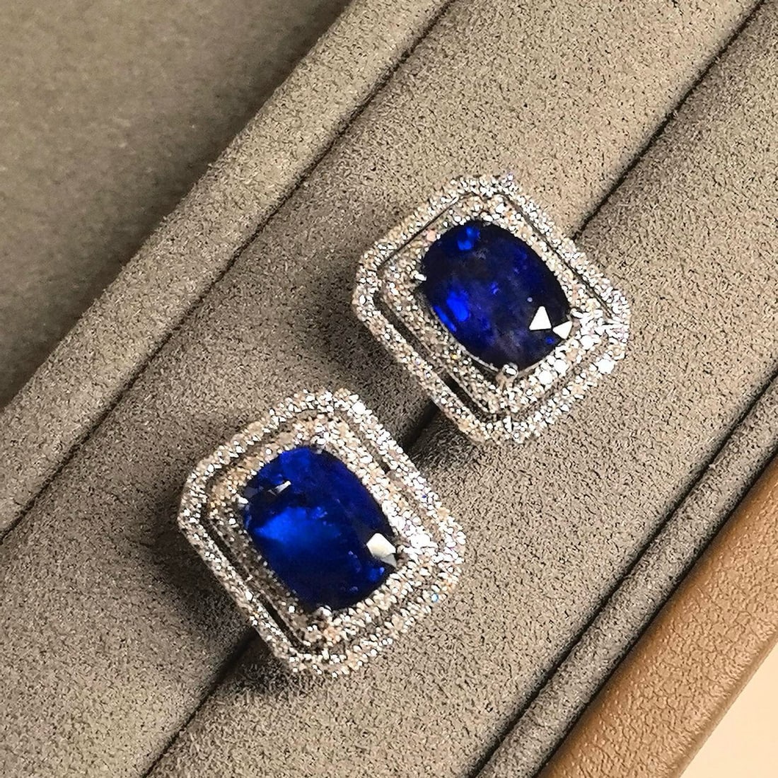 14k Gold 3.55 Ctw Natural Sapphire & Diamond Earrings - 5