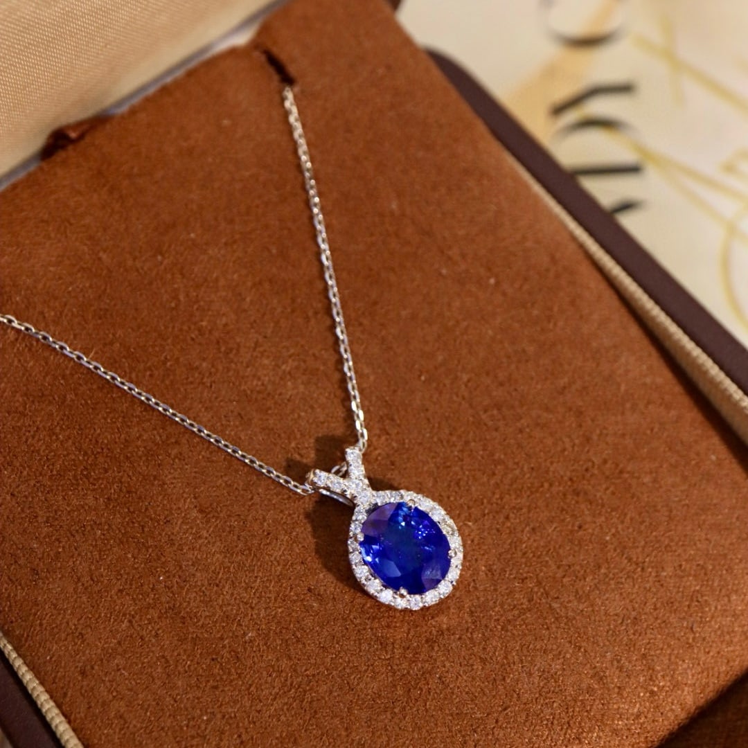14k Gold 2.15 Ctw Natural Sapphire & Diamond Pendant( Without Chain ) - 5