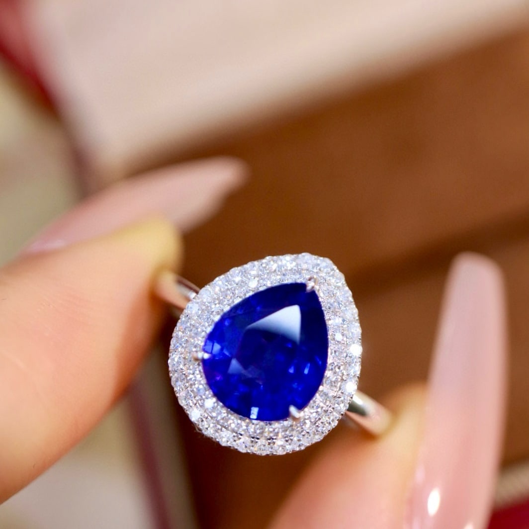 14k Gold 3.15 Ctw Natural Sapphire & Diamond Ring - 6