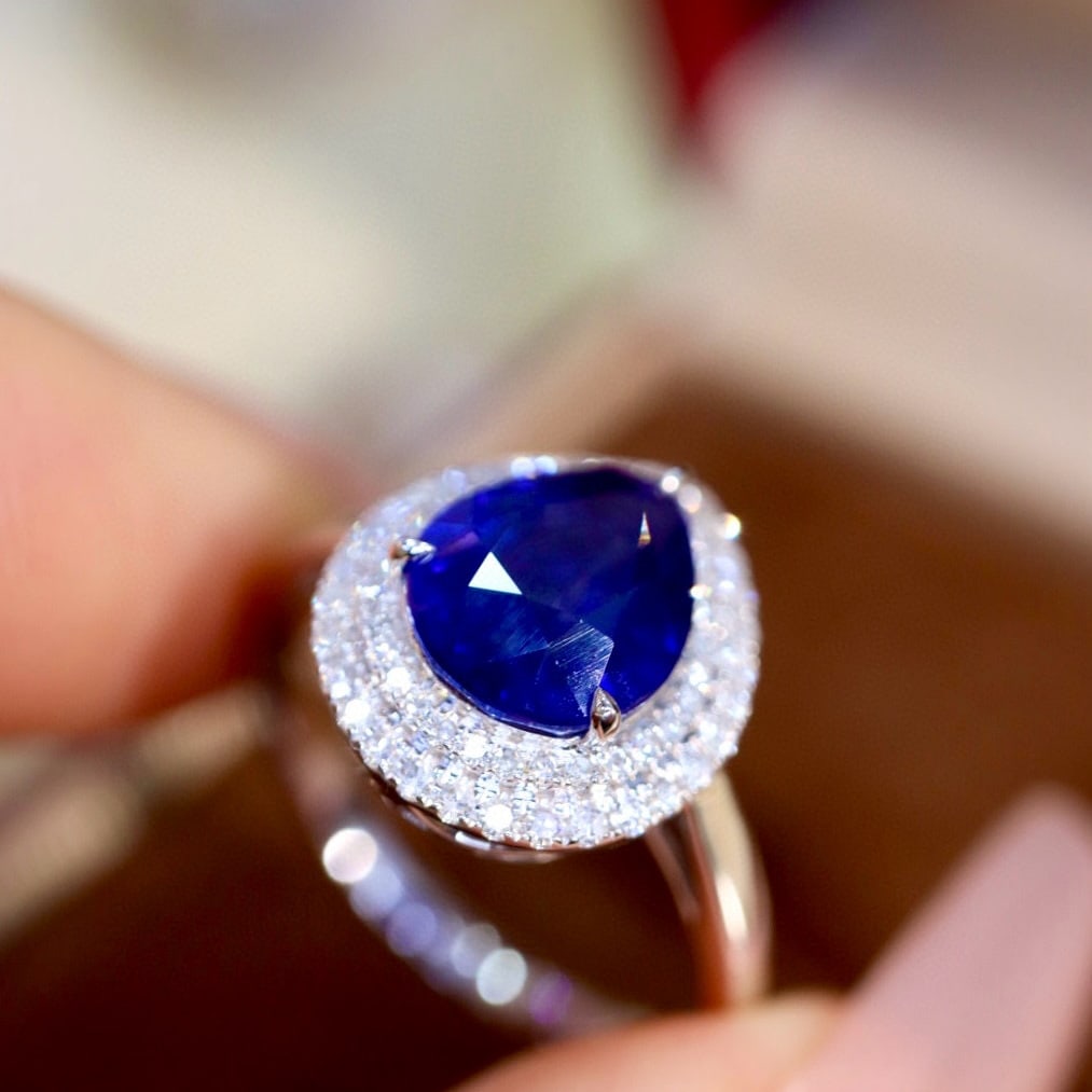14k Gold 3.15 Ctw Natural Sapphire & Diamond Ring - 7