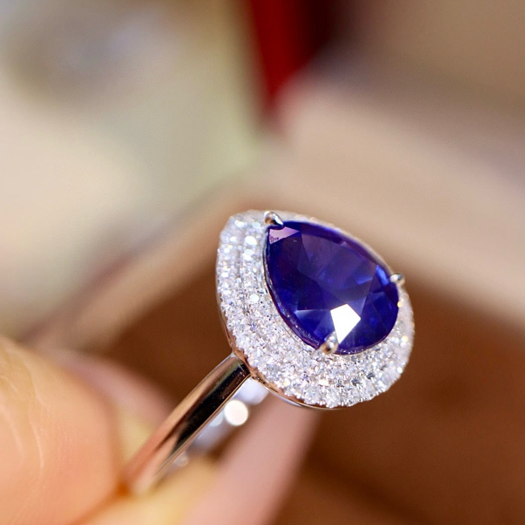14k Gold 3.15 Ctw Natural Sapphire & Diamond Ring - 8