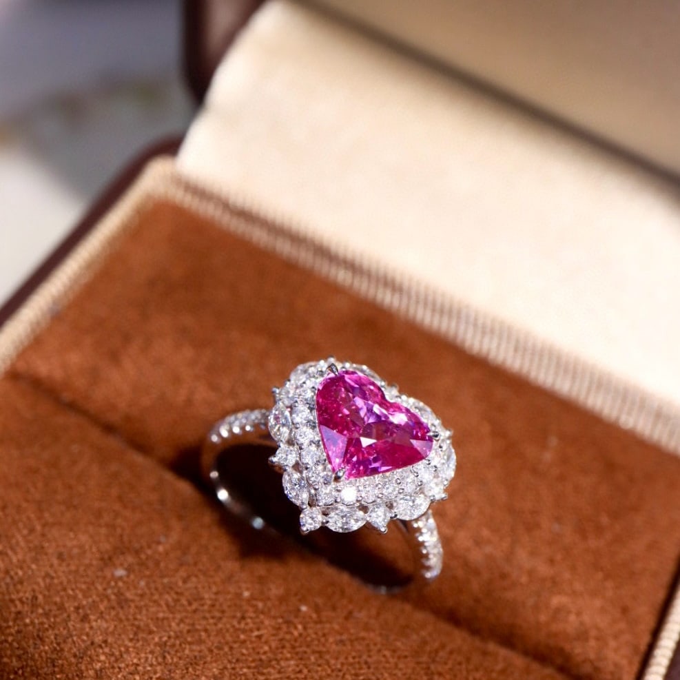 14k Gold 2.68 Ctw Natural Padparadscha Sapphire & Diamond Ring - 3