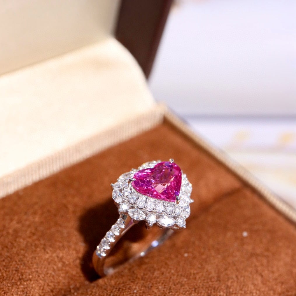14k Gold 2.68 Ctw Natural Padparadscha Sapphire & Diamond Ring - 4