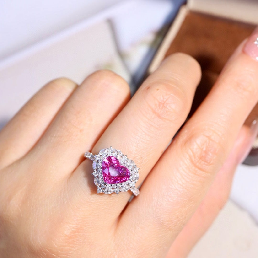 14k Gold 2.68 Ctw Natural Padparadscha Sapphire & Diamond Ring - 5
