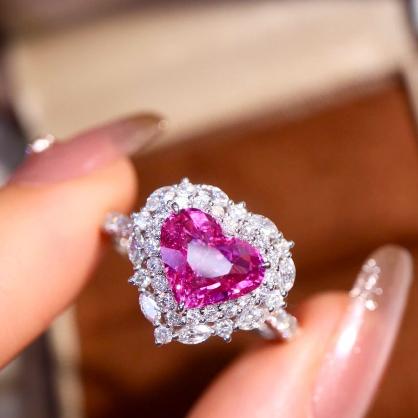 14k Gold 2.68 Ctw Natural Padparadscha Sapphire & Diamond Ring - 6