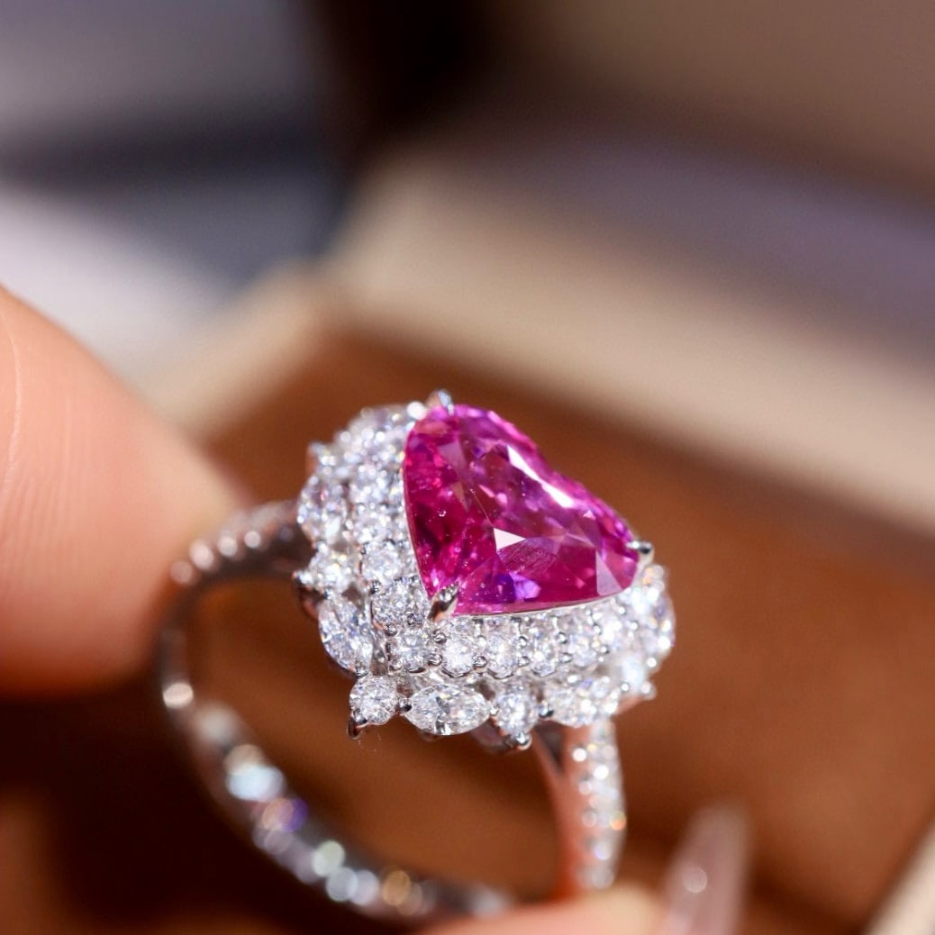 14k Gold 2.68 Ctw Natural Padparadscha Sapphire & Diamond Ring - 7
