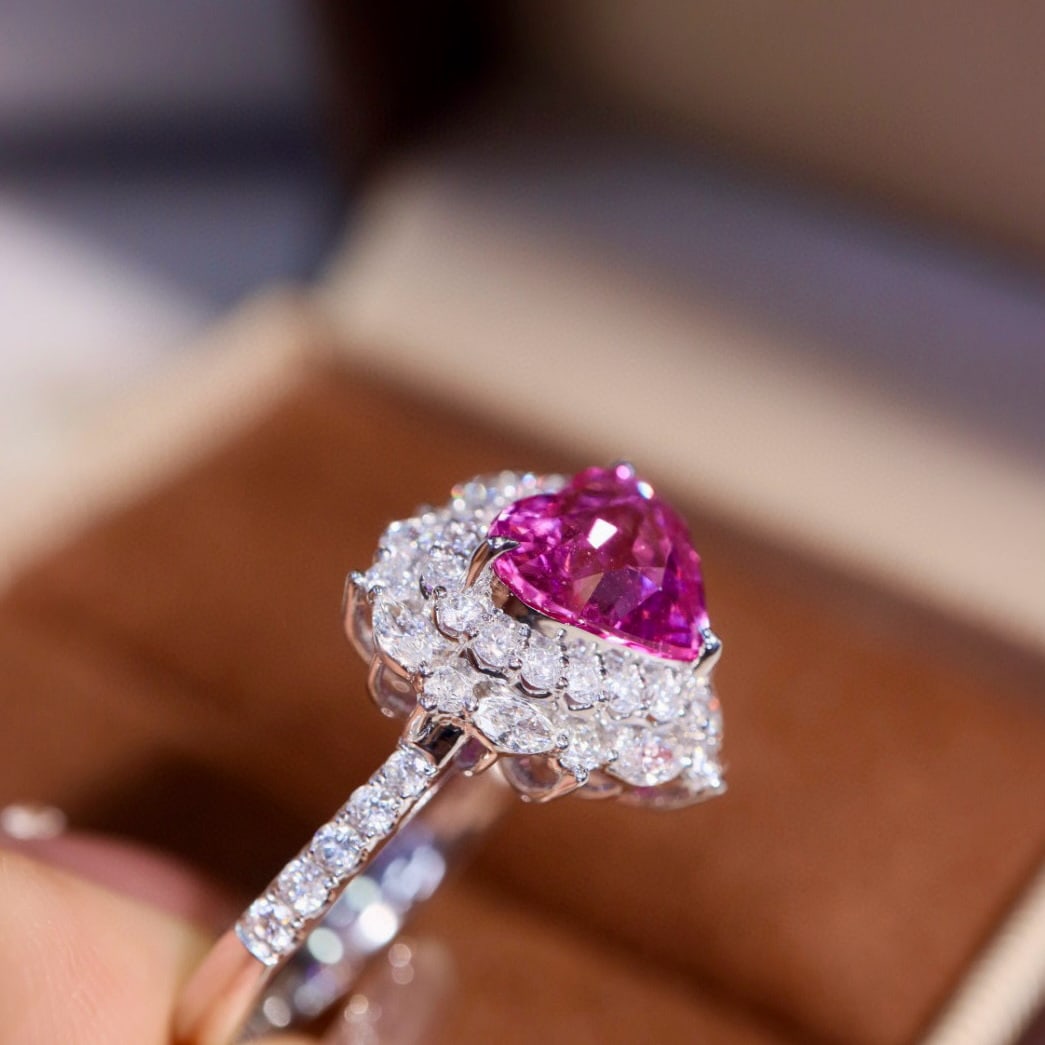 14k Gold 2.68 Ctw Natural Padparadscha Sapphire & Diamond Ring - 8