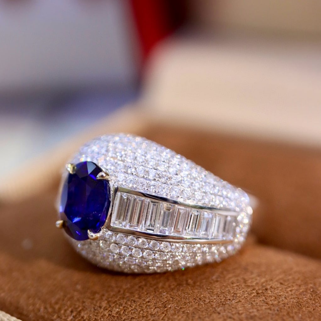 14k Gold 3.23 Ctw Natural Sapphire & Diamond Ring - 2