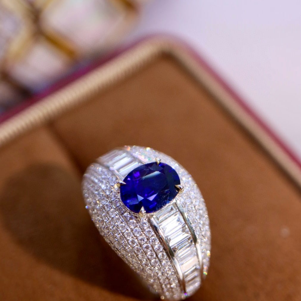 14k Gold 3.23 Ctw Natural Sapphire & Diamond Ring - 3