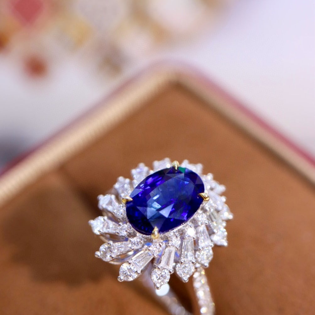 14k Gold 3.51 Ctw Natural Sapphire & Diamond Ring - 3