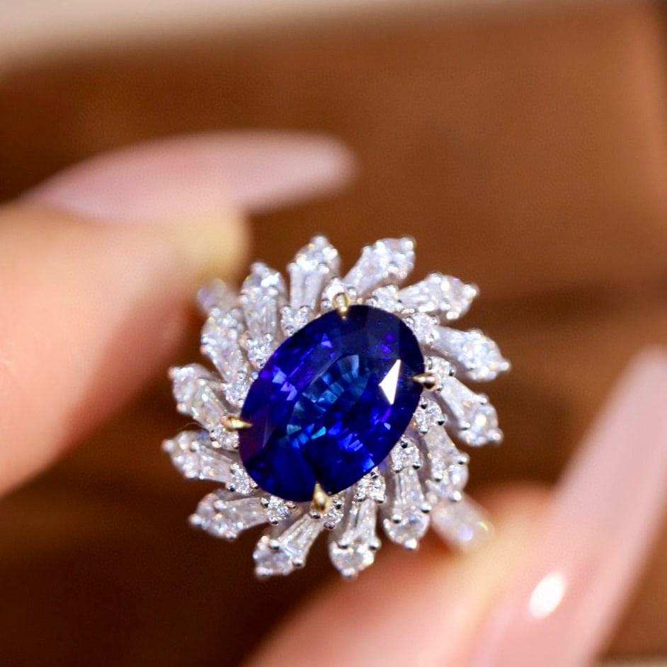 14k Gold 3.51 Ctw Natural Sapphire & Diamond Ring - 6