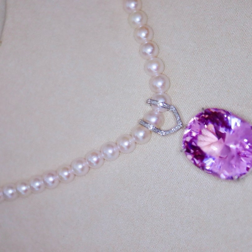 14k Gold 38.35 Ctw Natural Kunzite & Diamond Pendant( Without Chain ) - 5