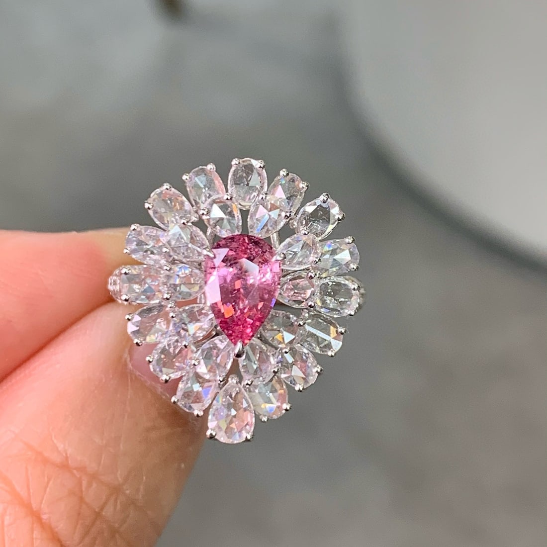 14k Gold 3.84 Ctw Natural Padparadscha Sapphire & Diamond Ring/pendant( Without Chain ) - 4