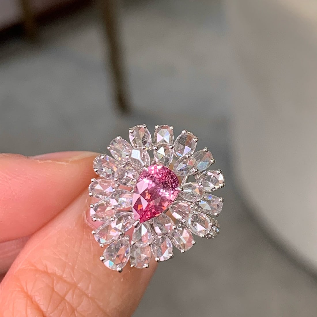 14k Gold 3.84 Ctw Natural Padparadscha Sapphire & Diamond Ring/pendant( Without Chain ) - 5