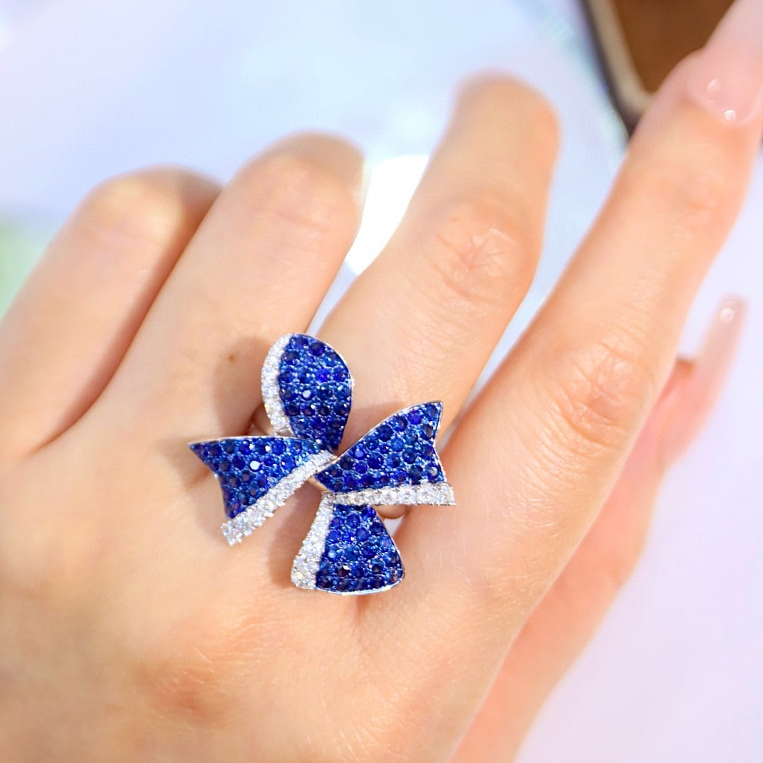 14k Gold 2.65 Ctw Natural Sapphire & Diamond Ring - 4