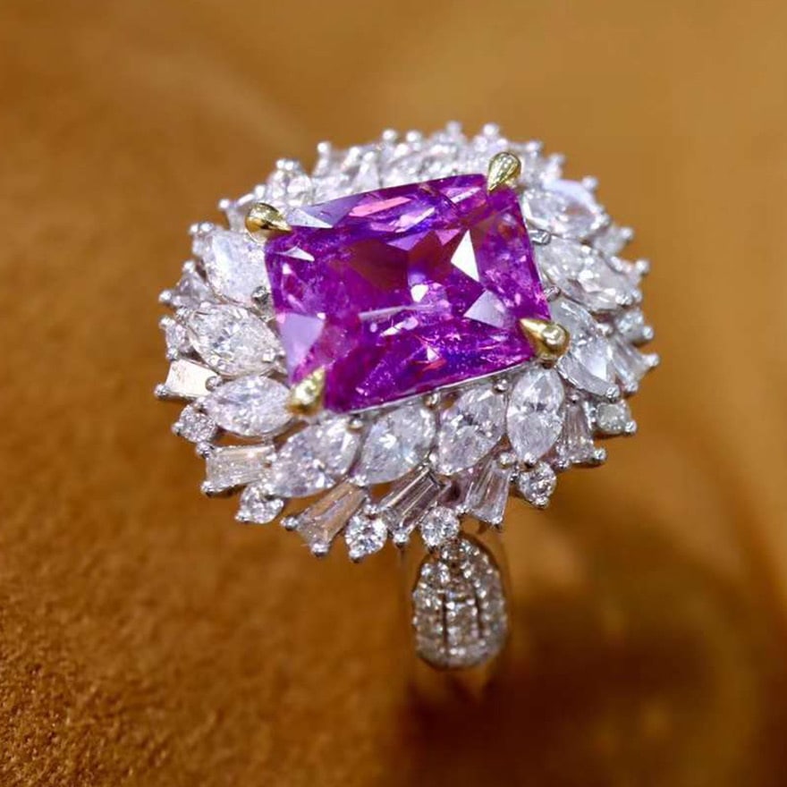 14k Gold 3.54 Ctw Natural Sapphire & Diamond Ring - 2