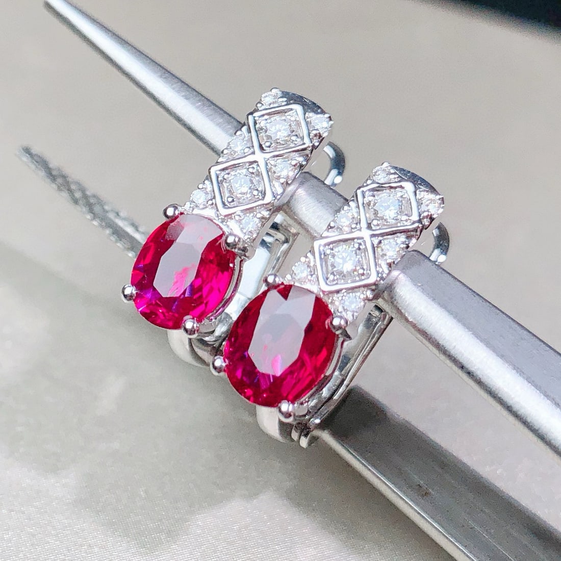 14k Gold 1.54 Ctw Natural Ruby & Diamond Earrings - 2