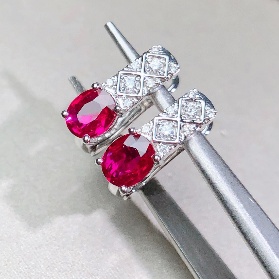 14k Gold 1.54 Ctw Natural Ruby & Diamond Earrings - 6