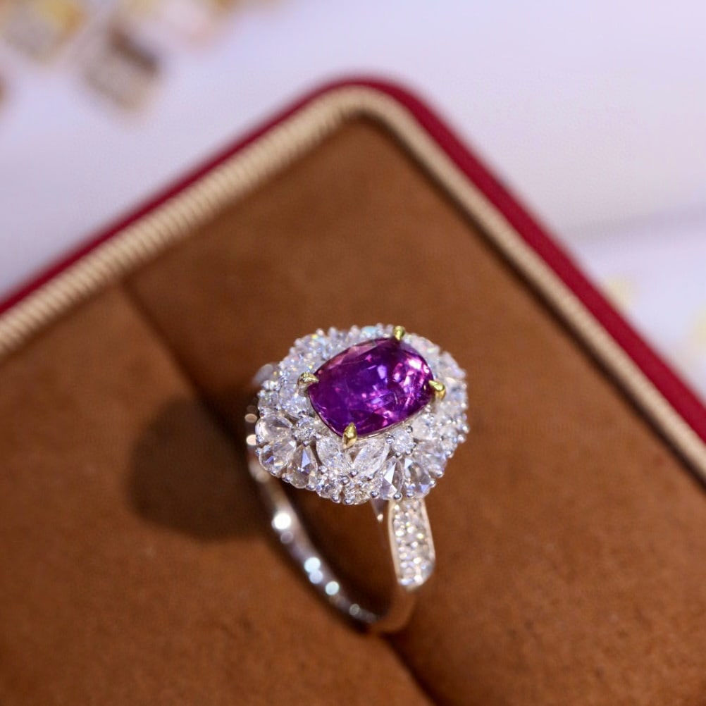 14k Gold 2.67 Ctw Natural Sapphire & Diamond Ring - 4
