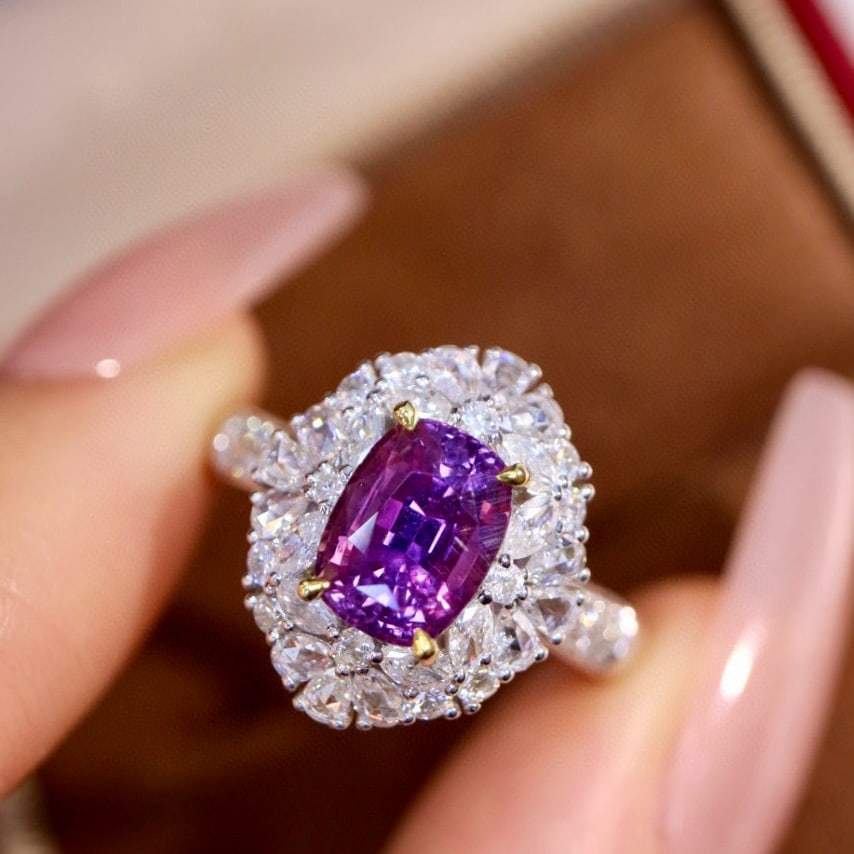 14k Gold 2.67 Ctw Natural Sapphire & Diamond Ring - 6