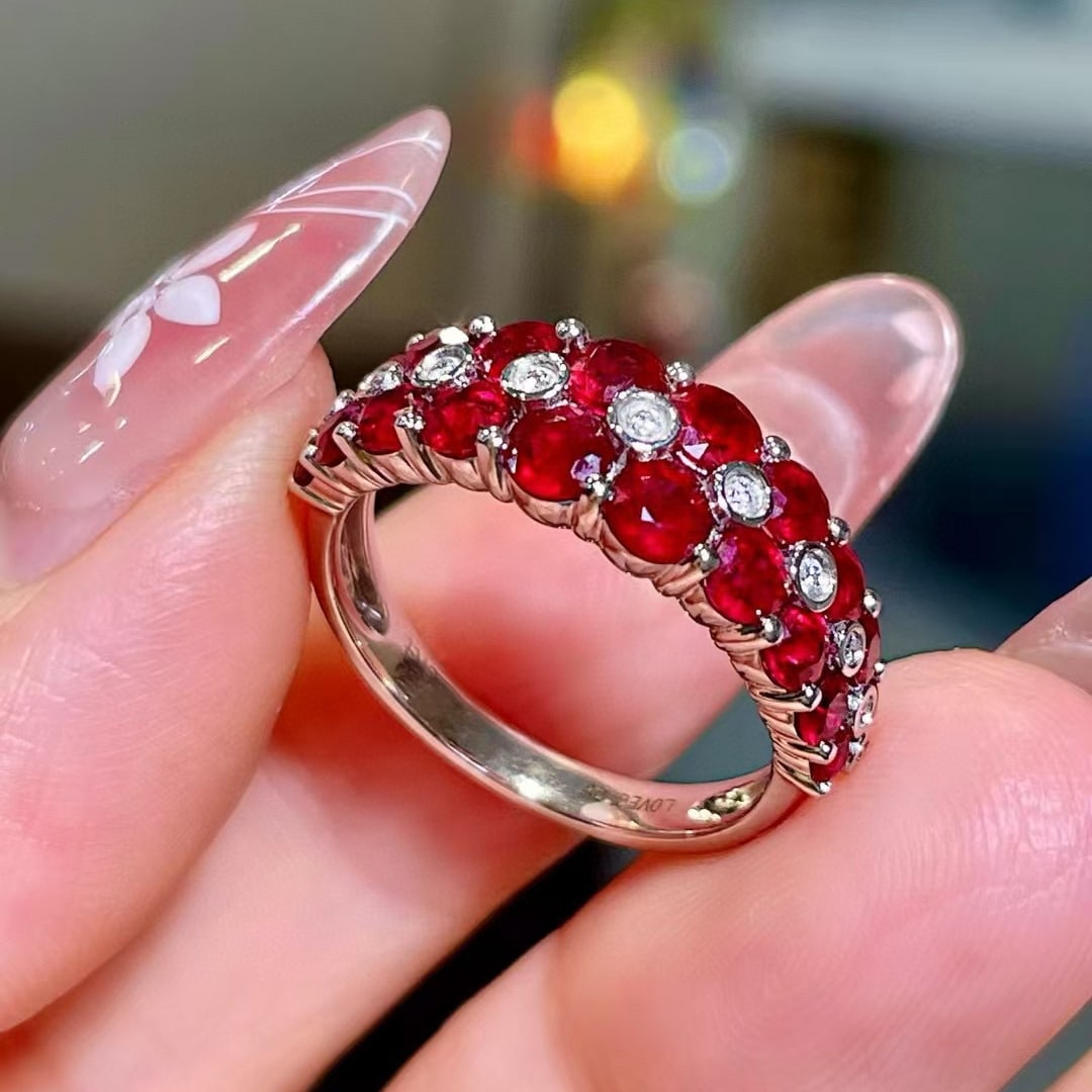 14k Gold 2.17 Ctw Natural Ruby & Diamond Ring - 2