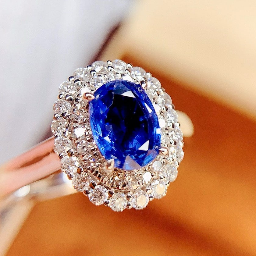 14k Gold 1.4 Ct Natural Sapphire & Diamond Ring - 3