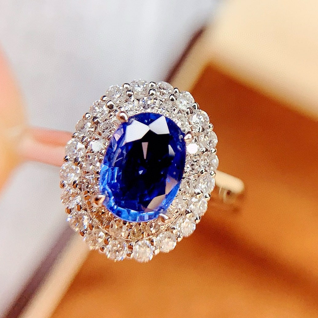 14k Gold 1.4 Ct Natural Sapphire & Diamond Ring - 4