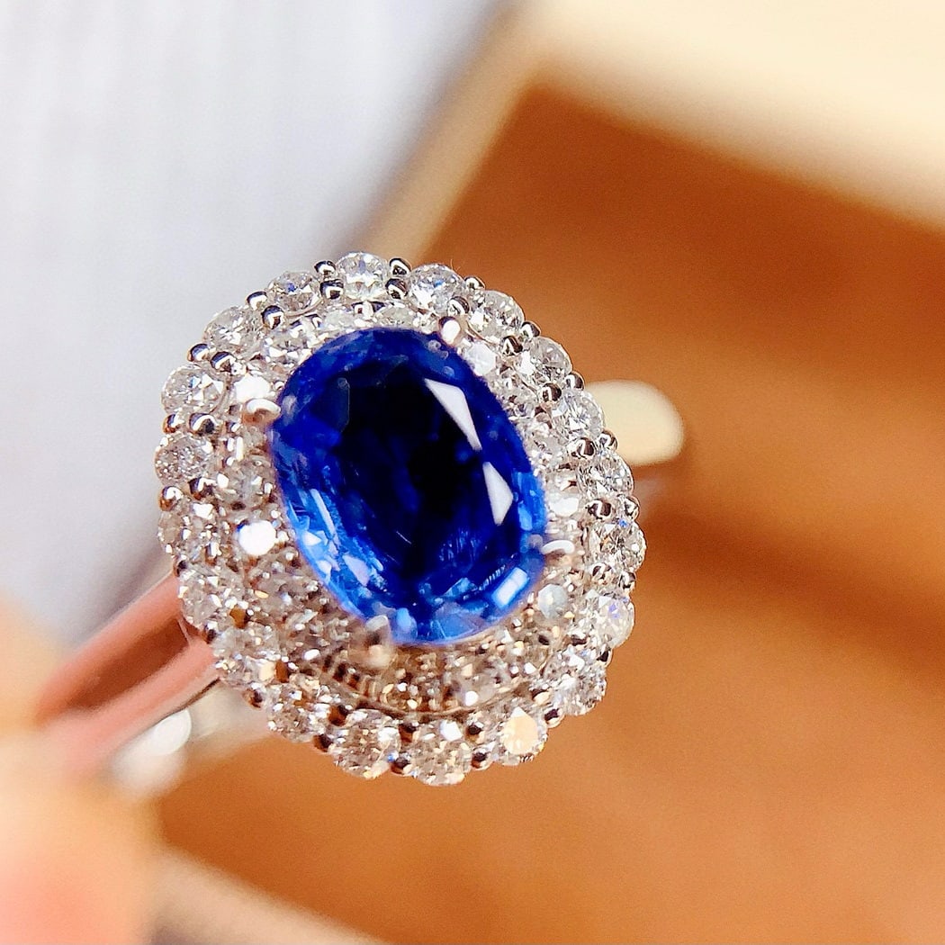 14k Gold 1.4 Ct Natural Sapphire & Diamond Ring - 5