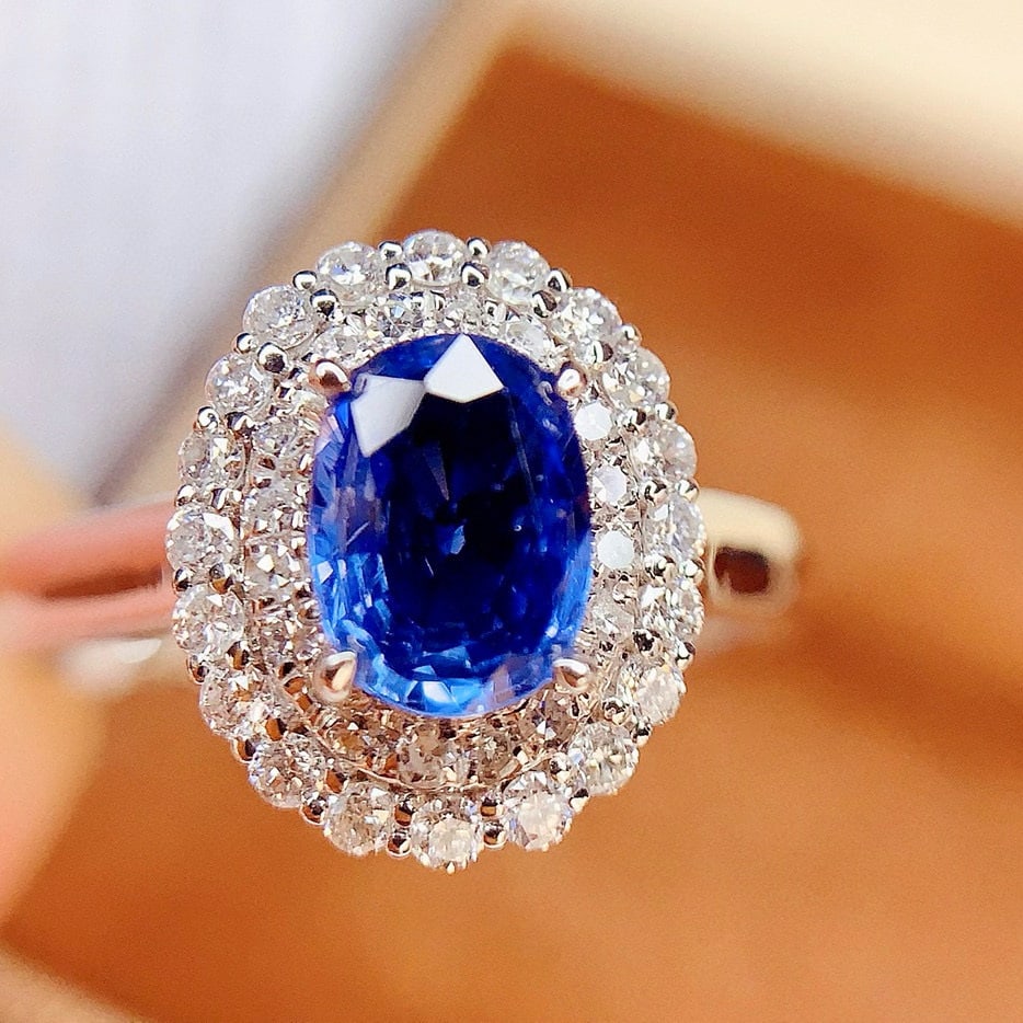 14k Gold 1.4 Ct Natural Sapphire & Diamond Ring - 6