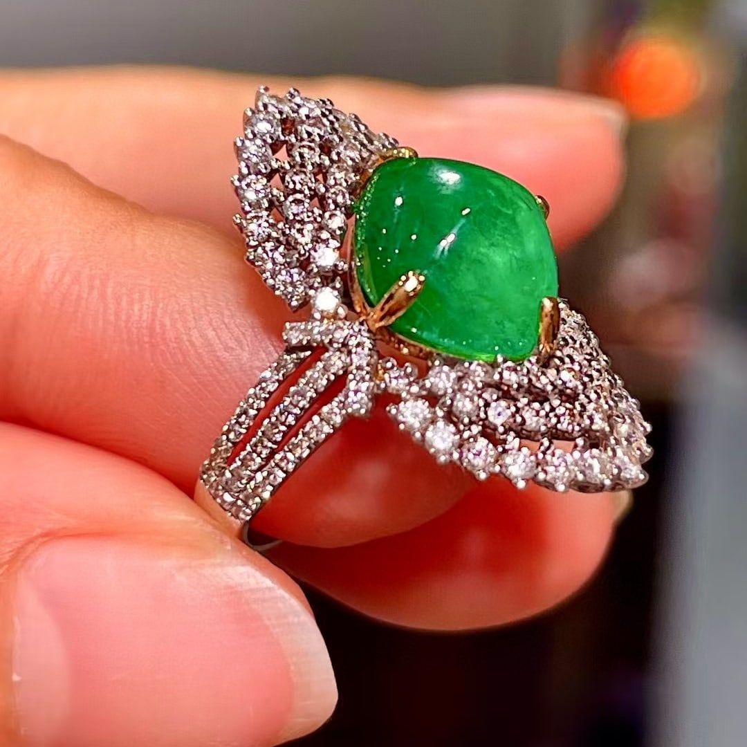 14k Gold 5.07 Ctw Natural Emerald & Diamond Ring - 3