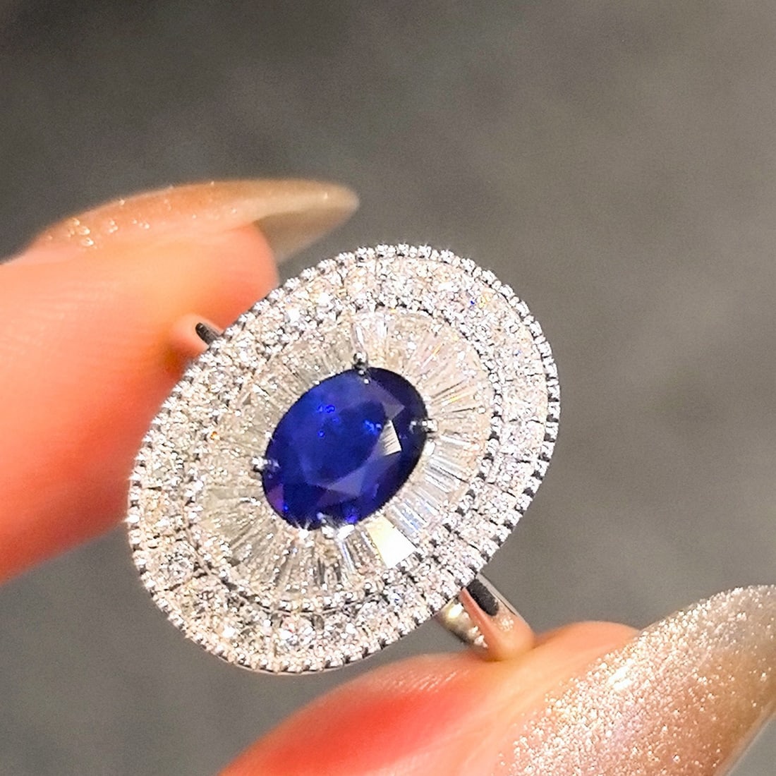 14k Gold 2.45 Ctw Natural Sapphire & Lab Grown Diamond Ring - 3