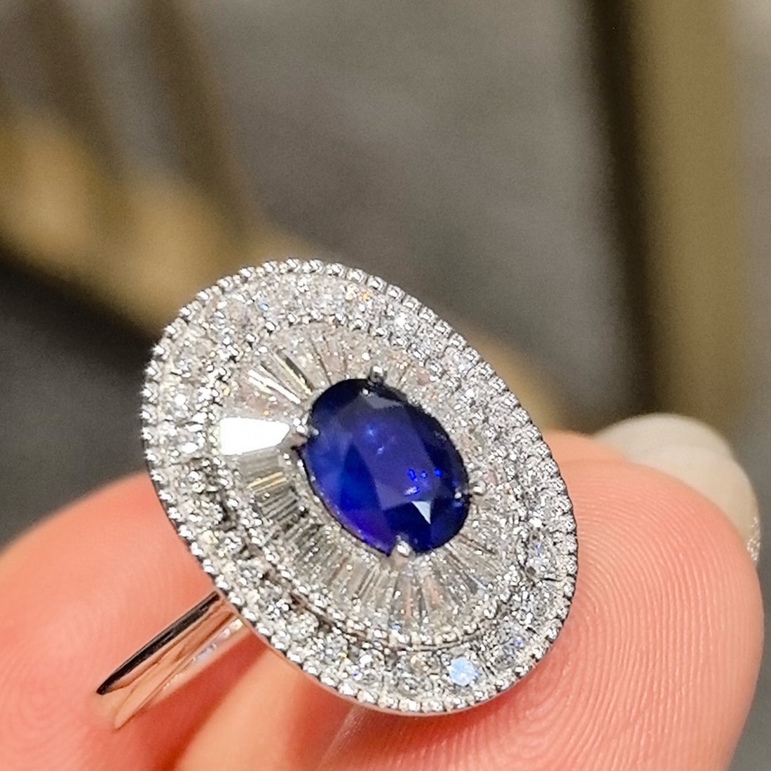 14k Gold 2.45 Ctw Natural Sapphire & Lab Grown Diamond Ring - 4
