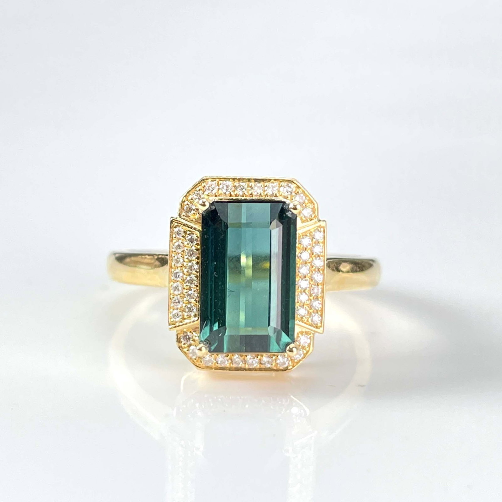 14k Gold 3.0 Ct Natural Tourmaline & Diamond Ring - 2