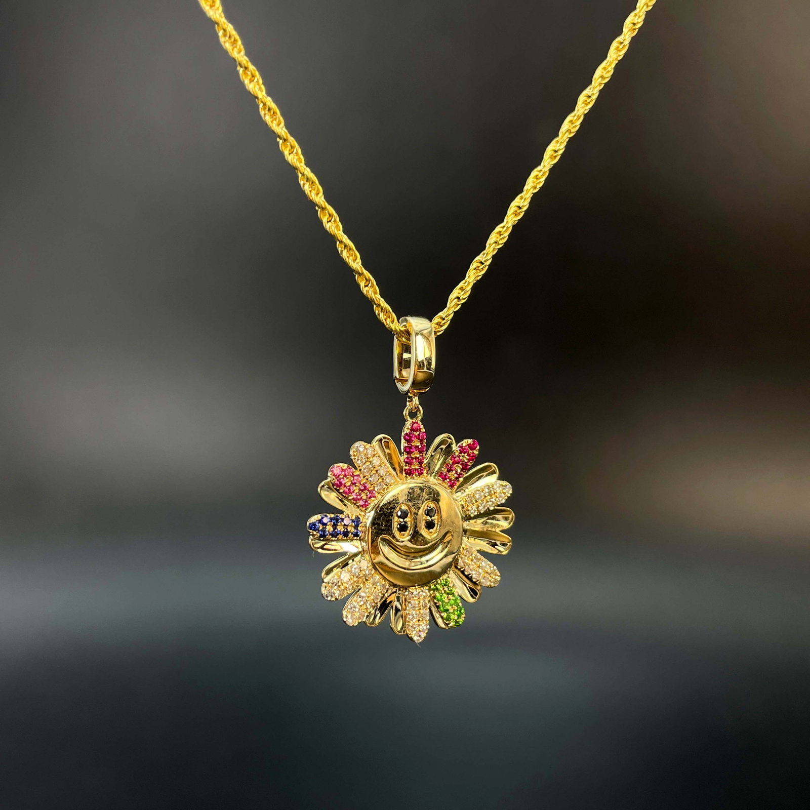 14k Gold 0.33 Ctw Natural Sapphire & Diamond Pendant( Without Chain ) - 3