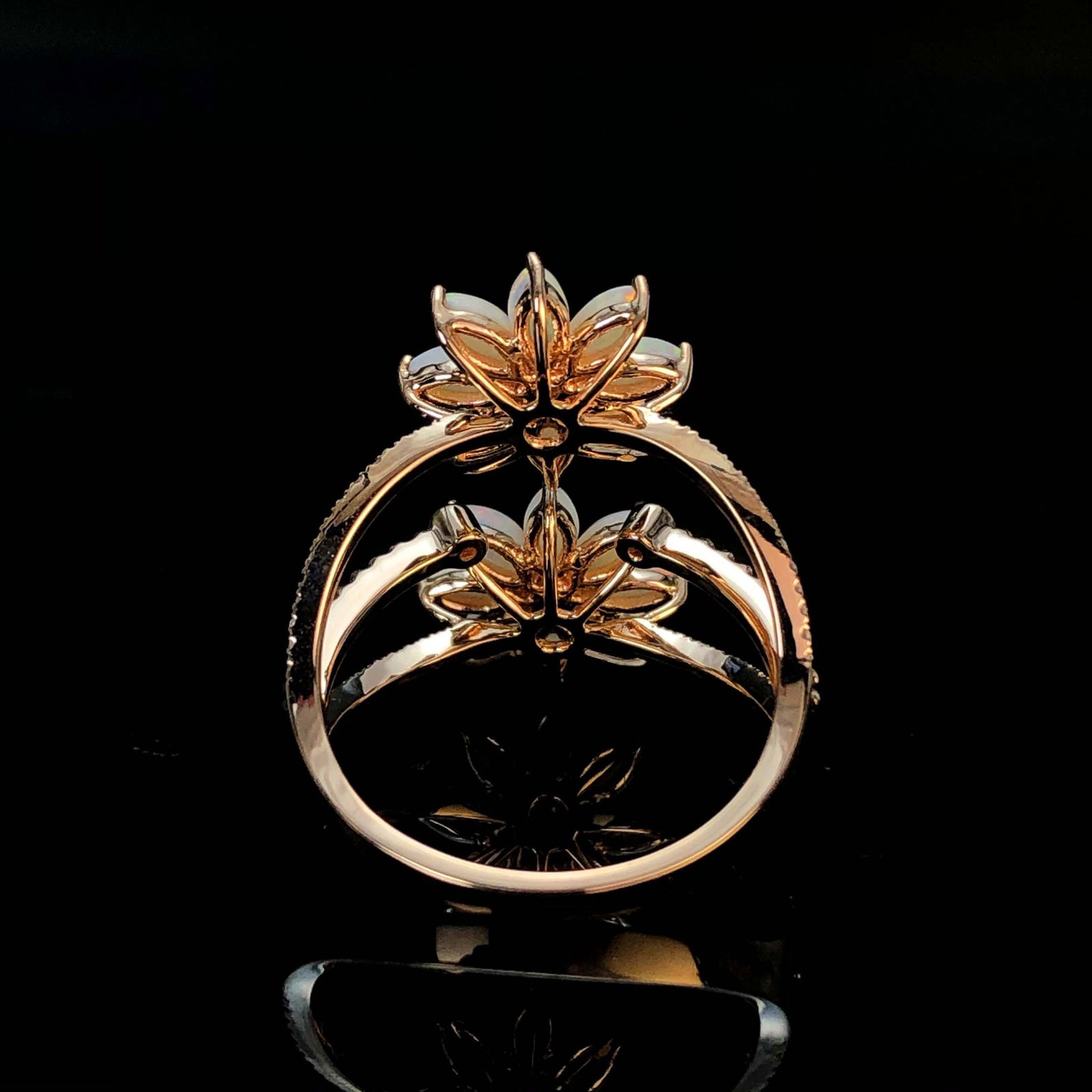 14k Gold 1.03 Ctw Natural Opal & Diamond Ring - 4