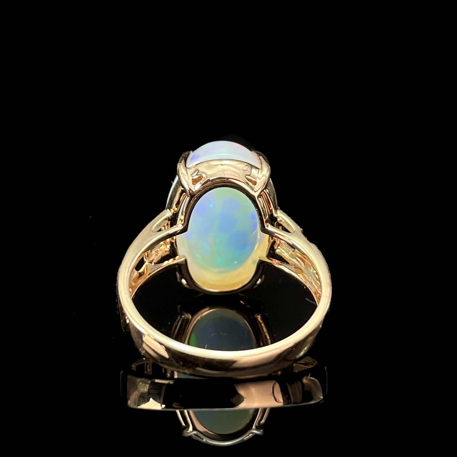 14k Gold 7.1 Ct Natural Opal & Diamond Ring - 4